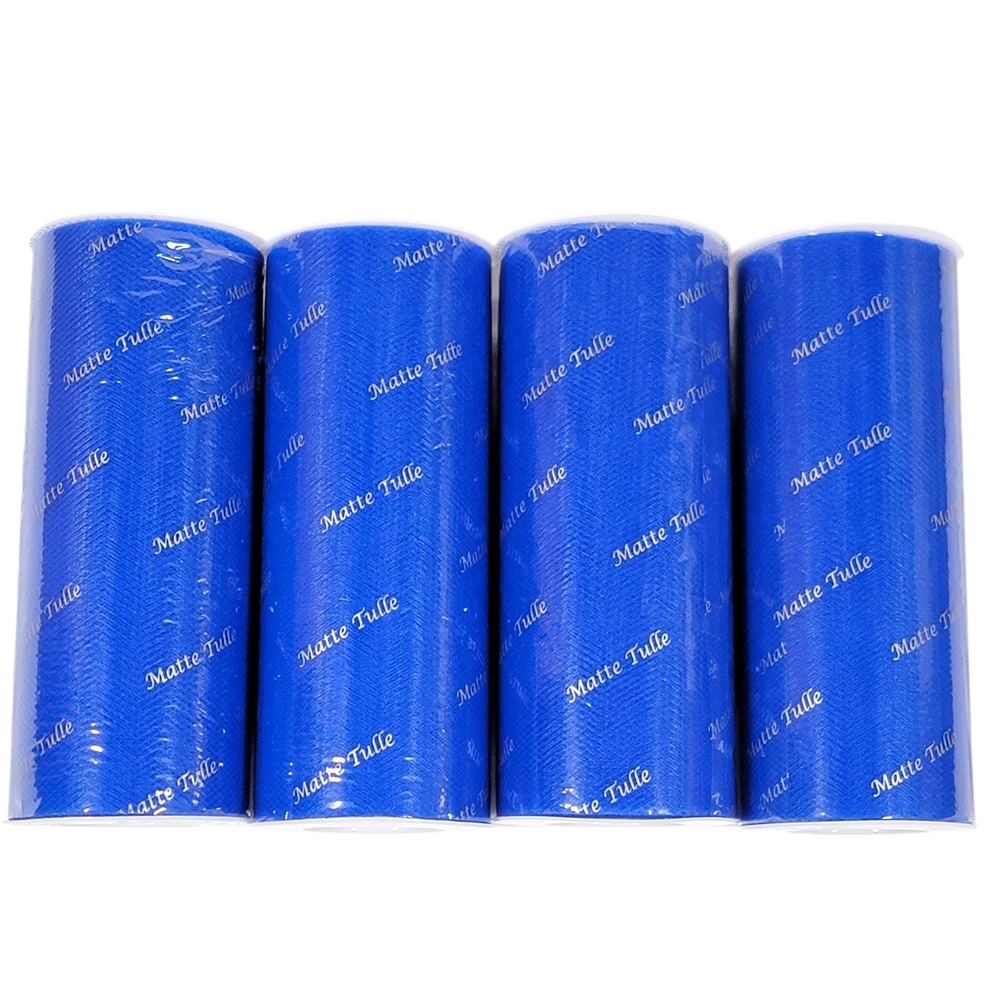 Royal Blue Matte Tulle 6" x 25 Yds Lot of 4 Rolls Mesh Crafts Wreath 4th of July